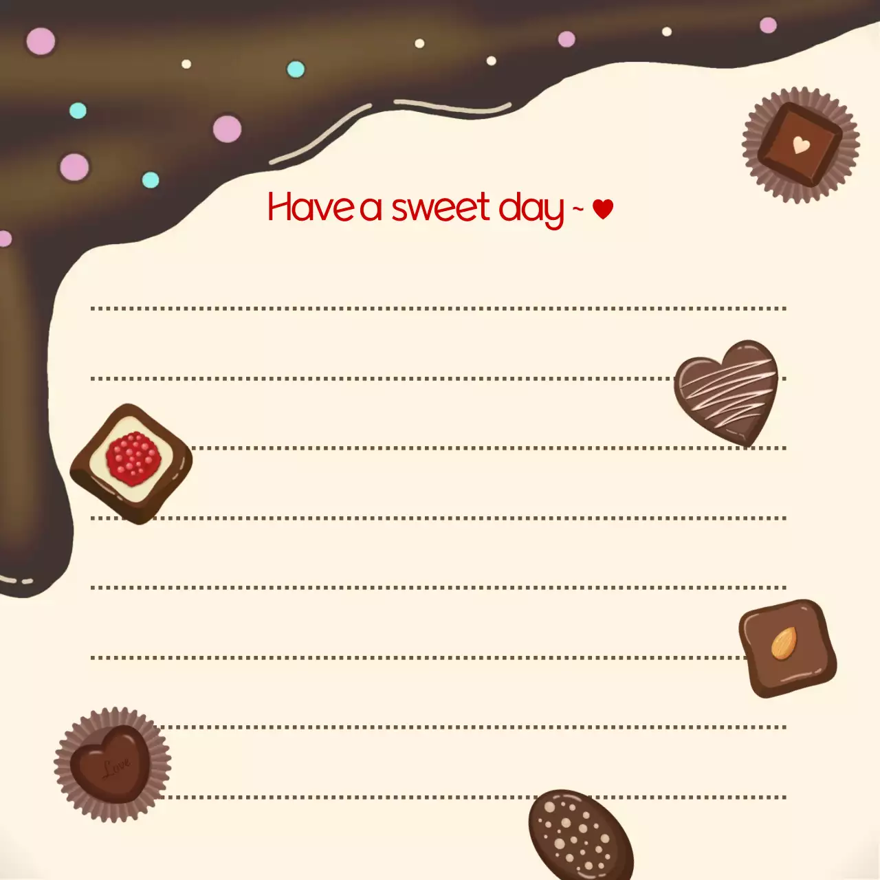 베이지 브라운의 아기자기한 초콜릿 프레임