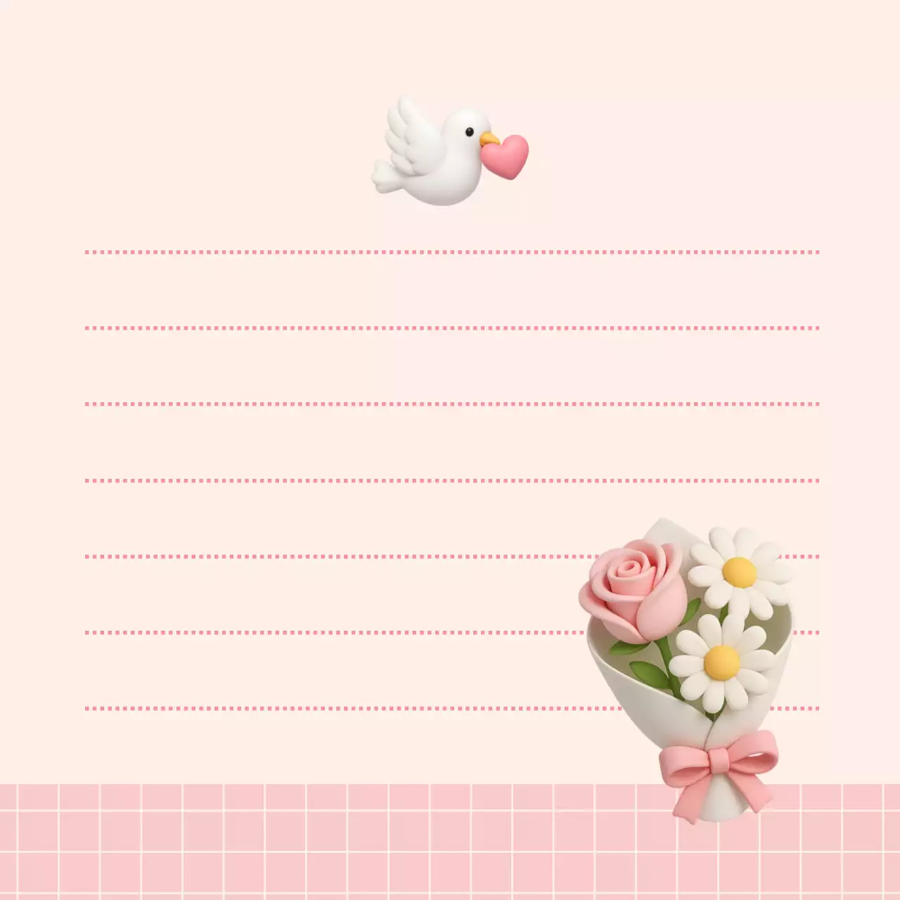 핑크 아기자기한 꽃다발 프레임