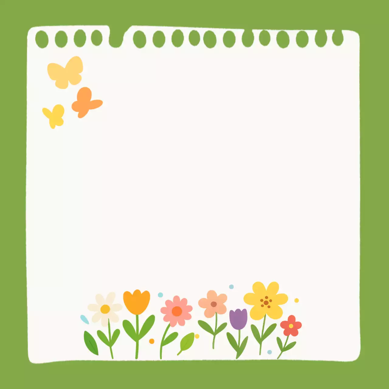 녹색 아기자기한 꽃 프레임