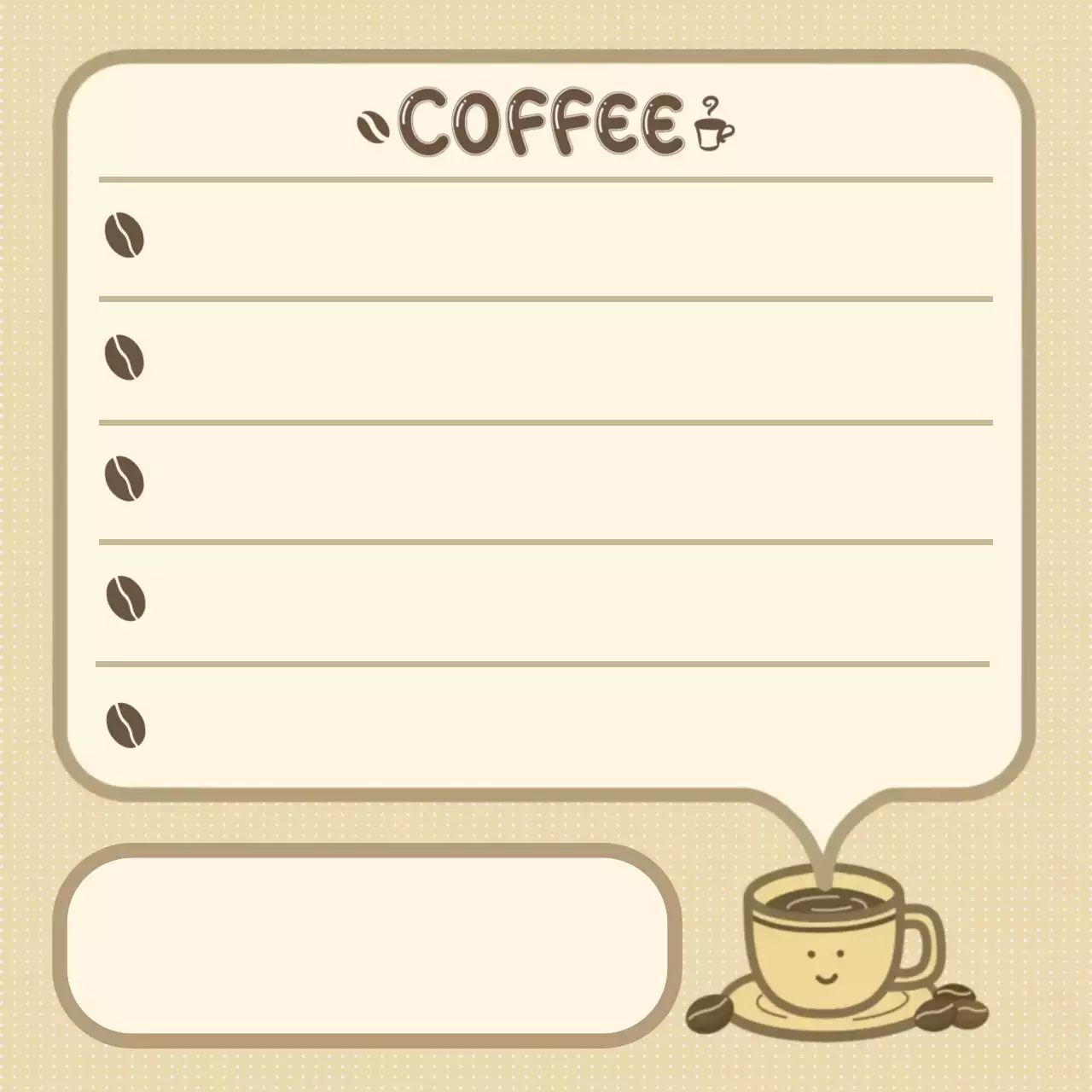 베이지 아기자기한 커피 메뉴판