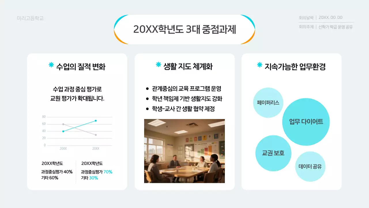 하늘색 깔끔 교육 회의