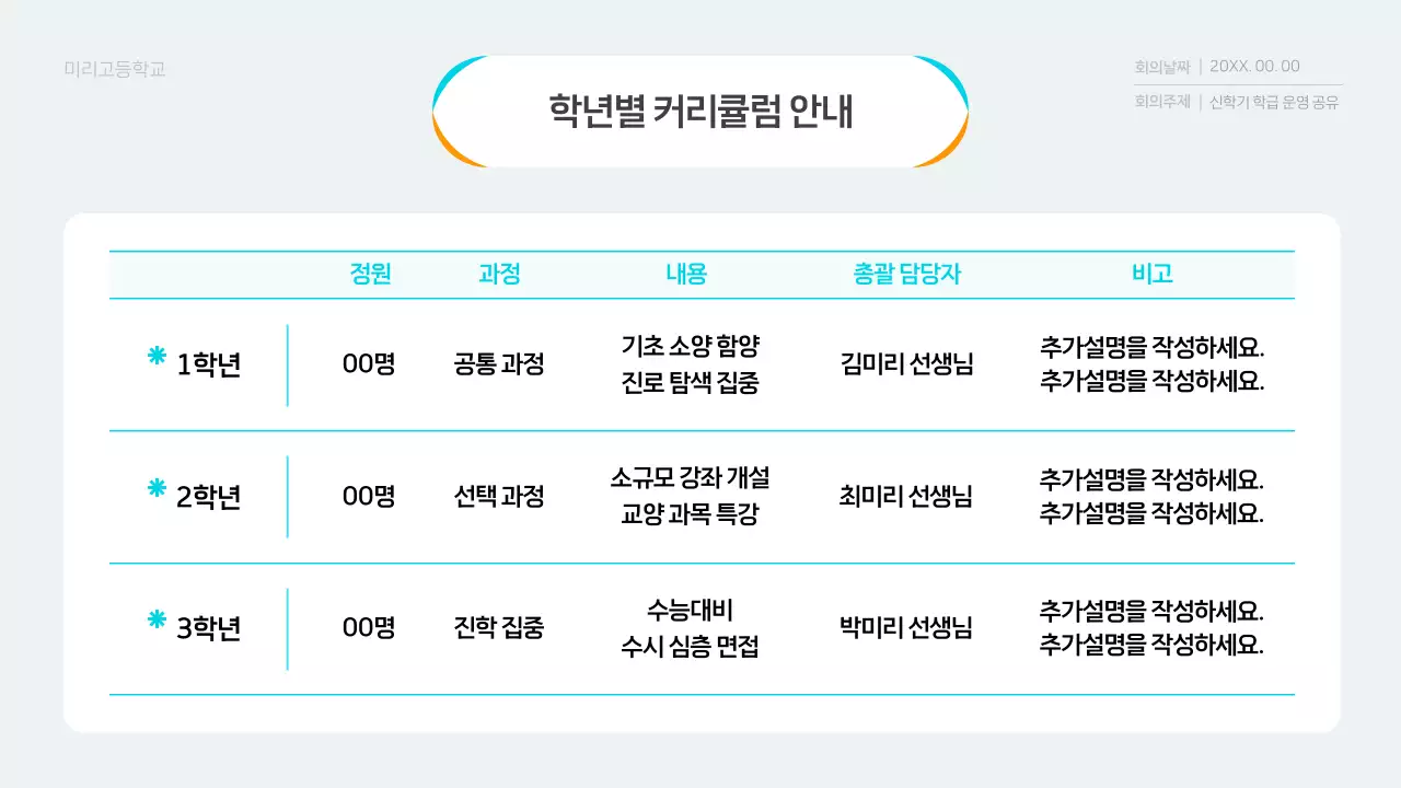 하늘색 깔끔 교육 회의