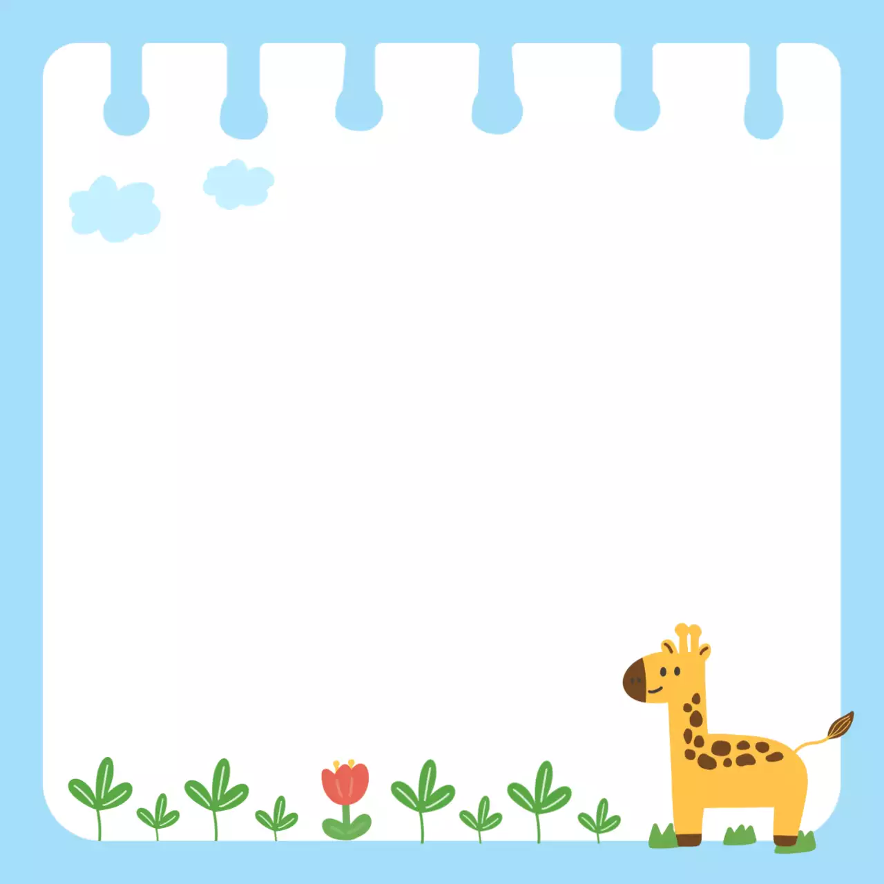 하늘색 아기자기한 동물 메모지