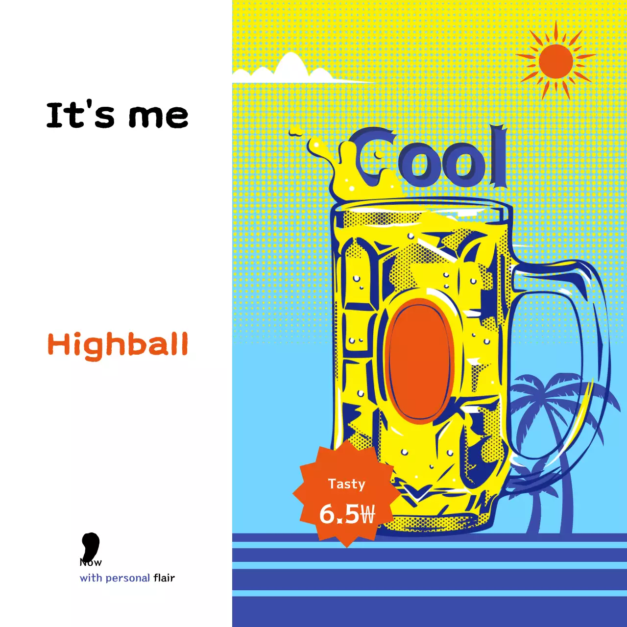 Iklan minuman pop art berwarna kuning