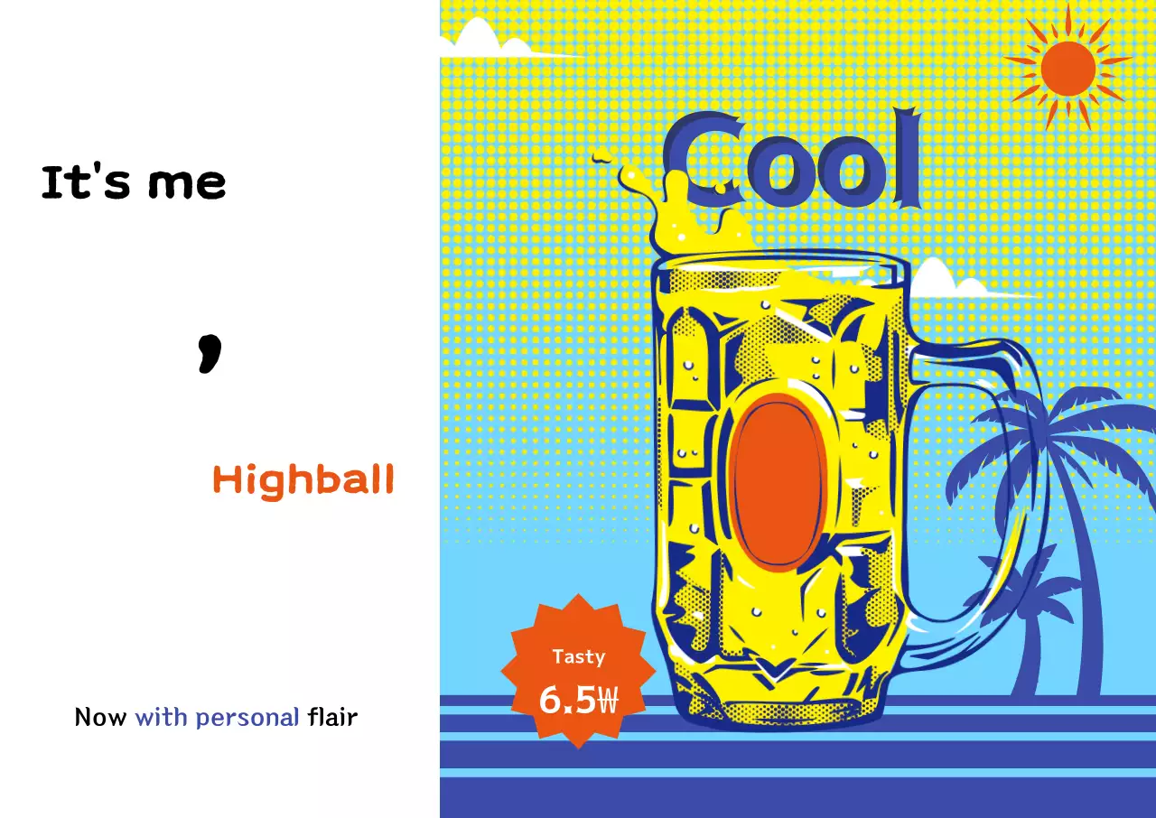 Yellow pop art drink ad