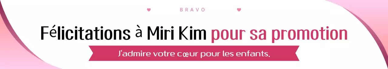 Félicitations pour la promotion Pink Simple !
