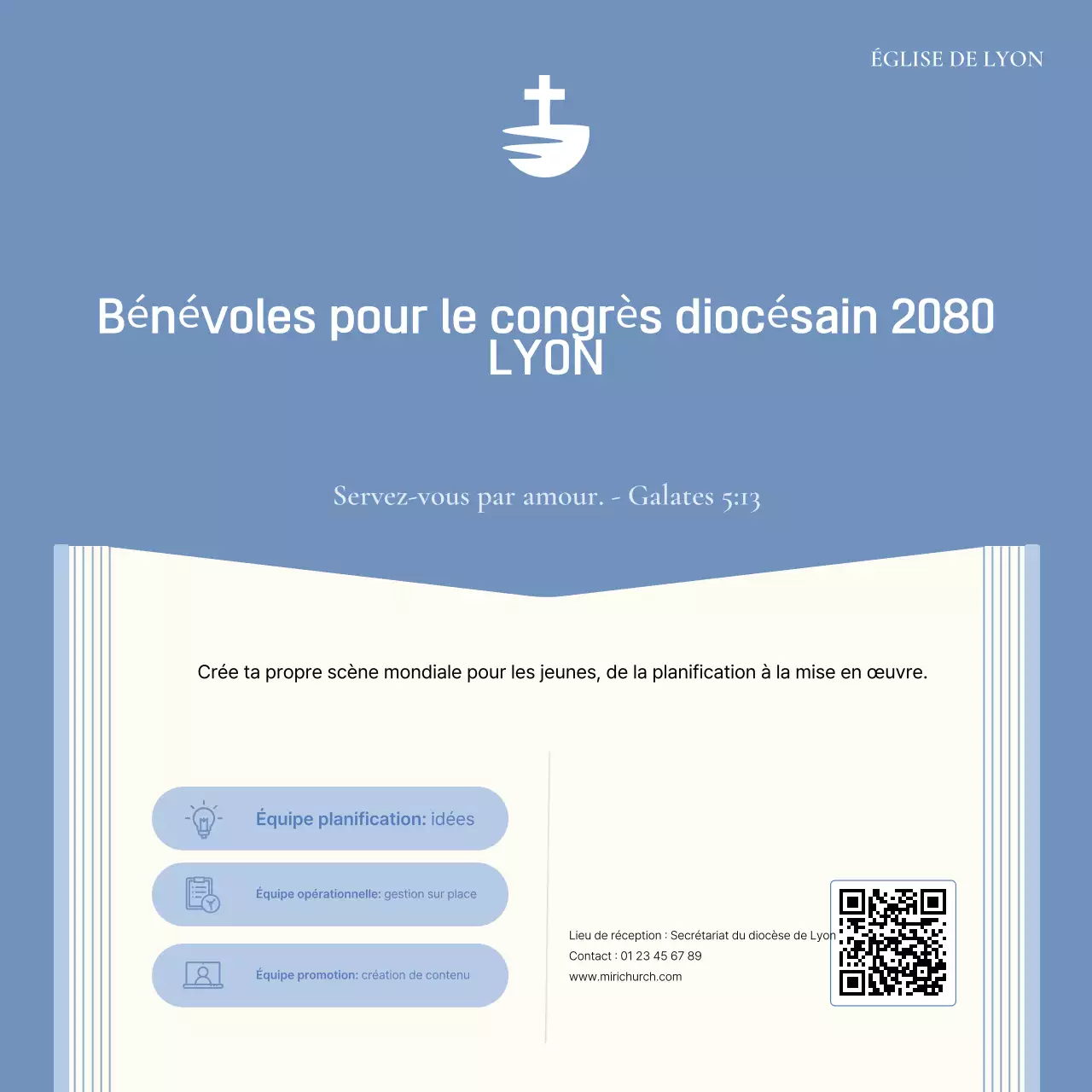Recrutement de bénévoles pour l'événement Sky Blue Modern Catholic