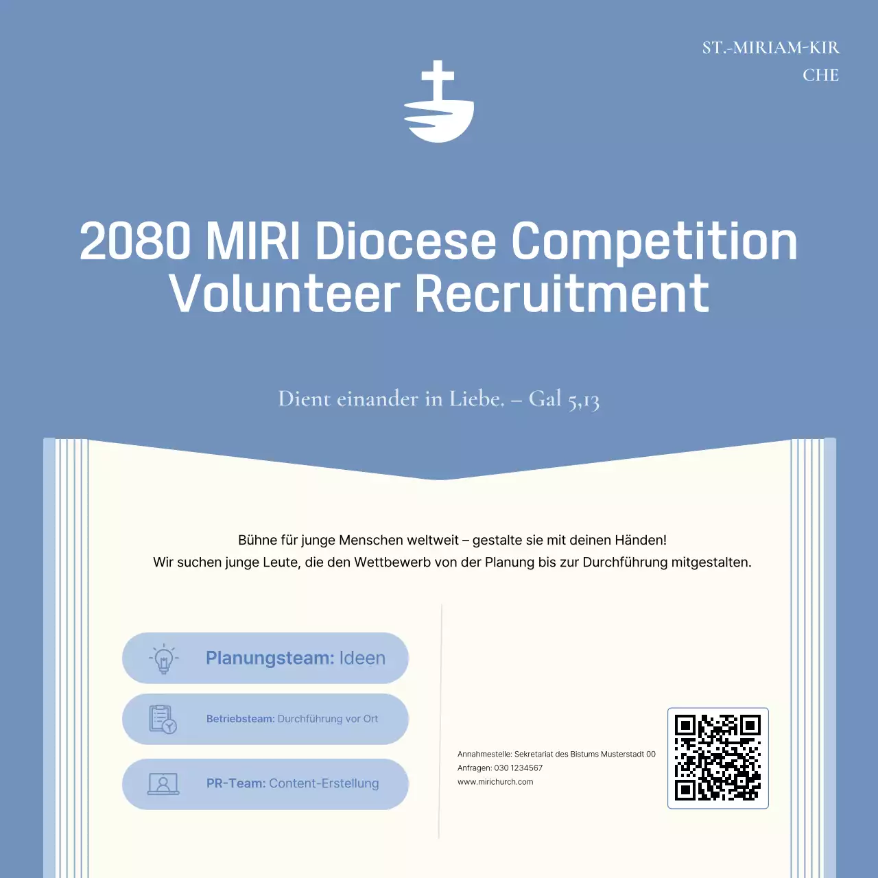 Freiwilligenrekrutierung für Veranstaltungen von Sky Blue Modern Catholic