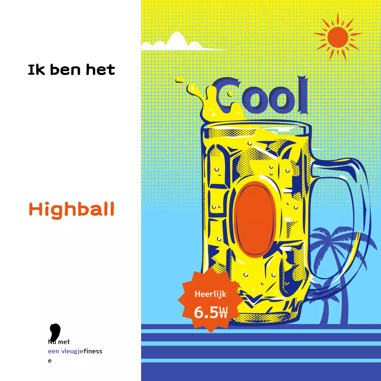 Gele pop-art drankreclame