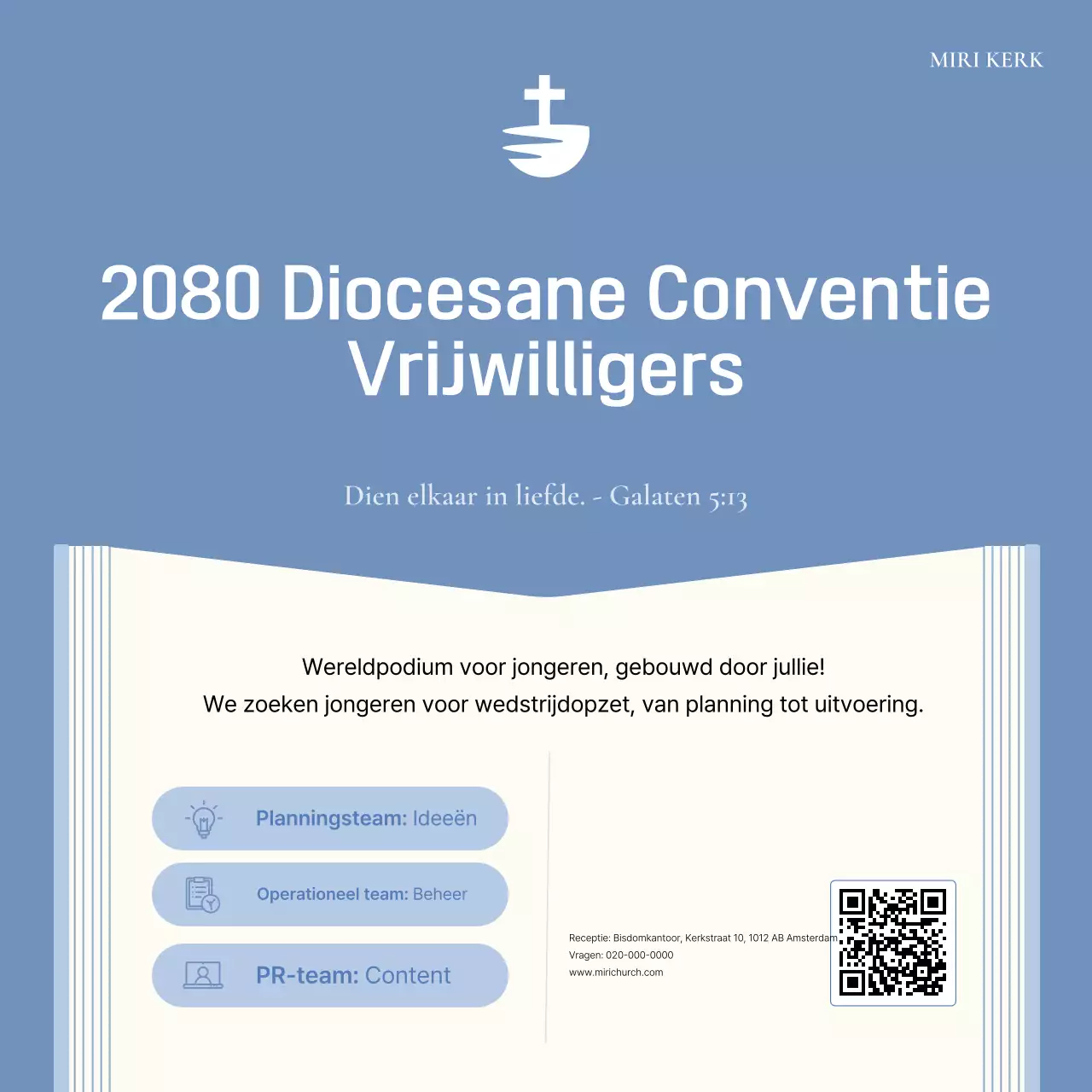 Sky Blue Modern Catholic Evenementen Vrijwilligerswerving