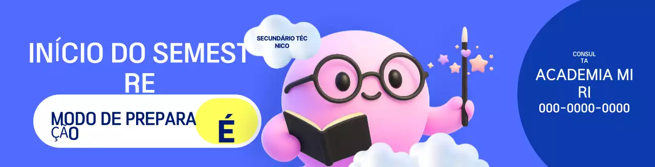 Anúncio educativo fofo em azul