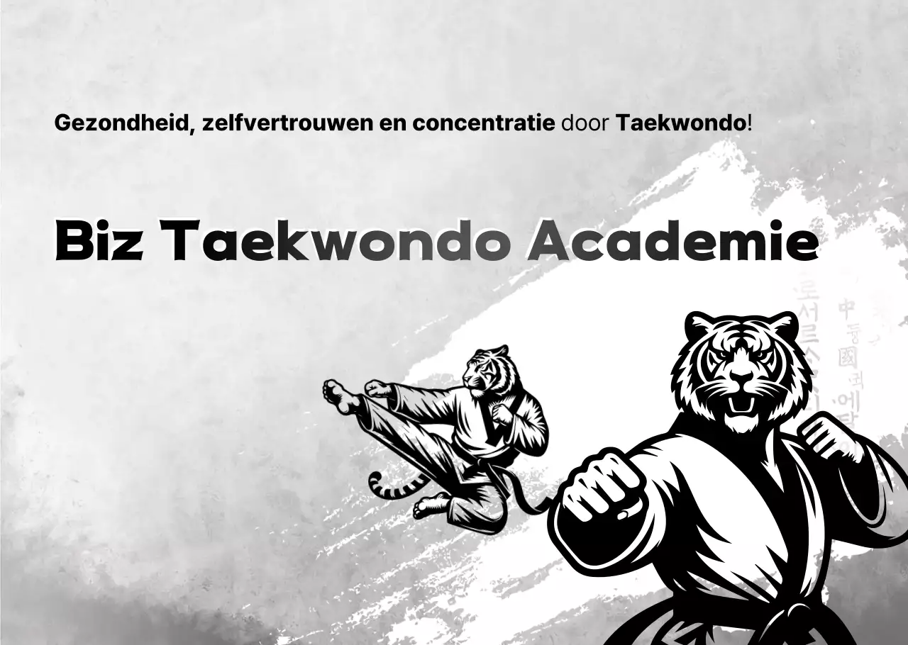 Promotie van traditioneel Taekwondo in zwart-wit