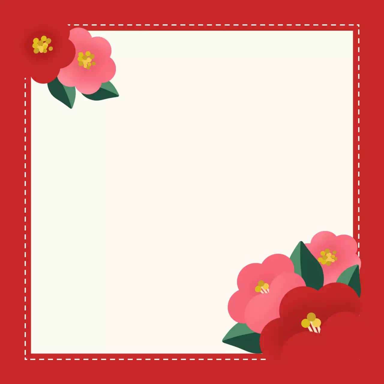 빨강 심플 동백꽃 프레임