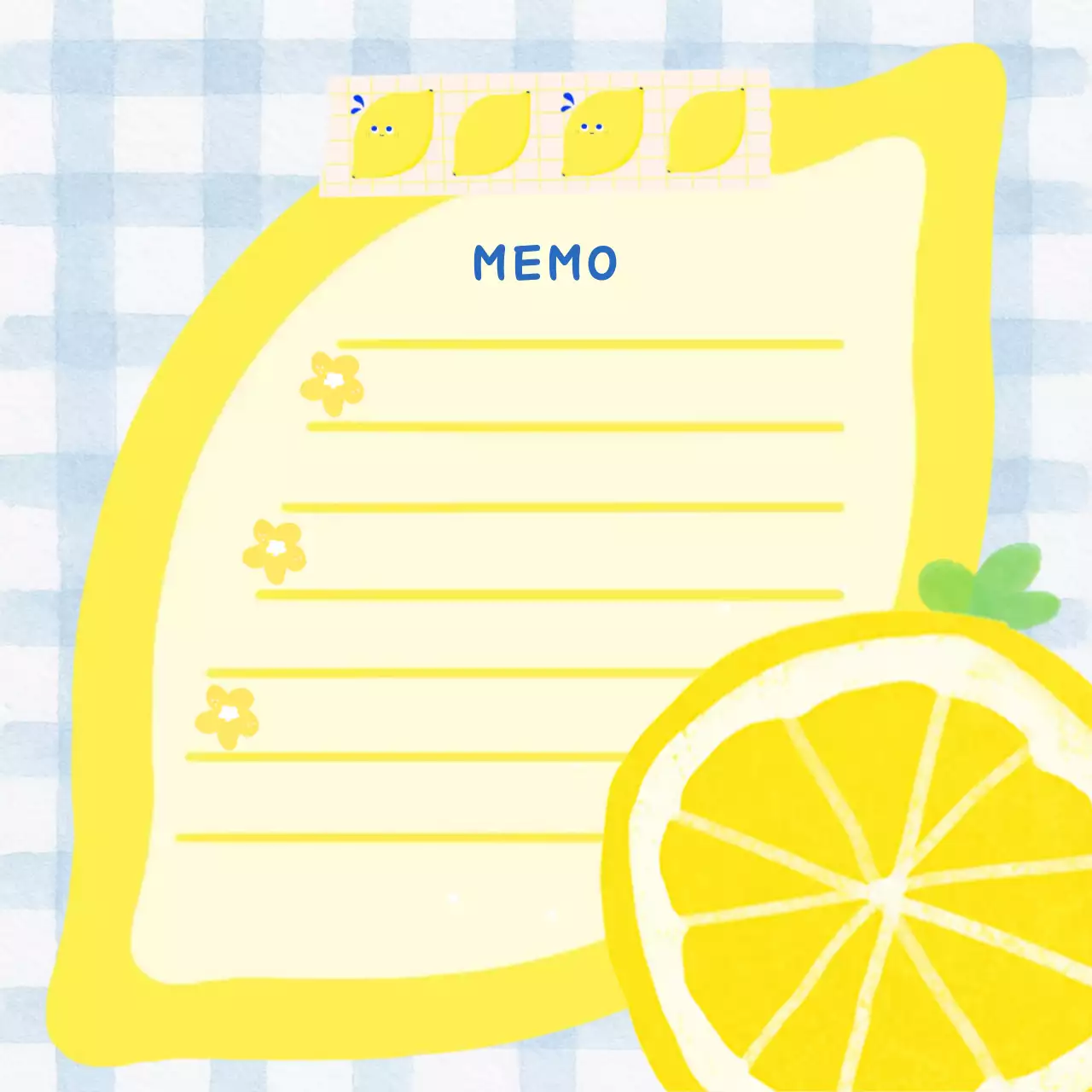 노란색의 아기자기한 과일레몬 플래너