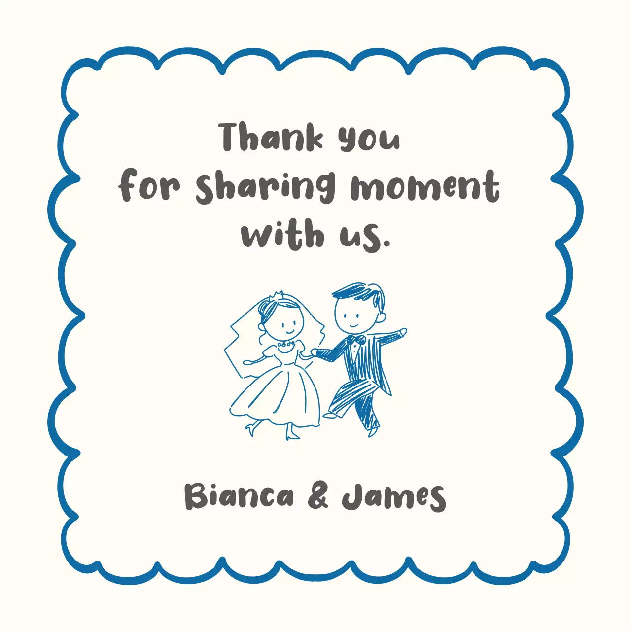 Blue Wavy Frame with Bride and Groom