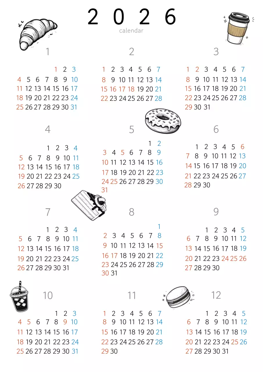 검정 미니멀 달력