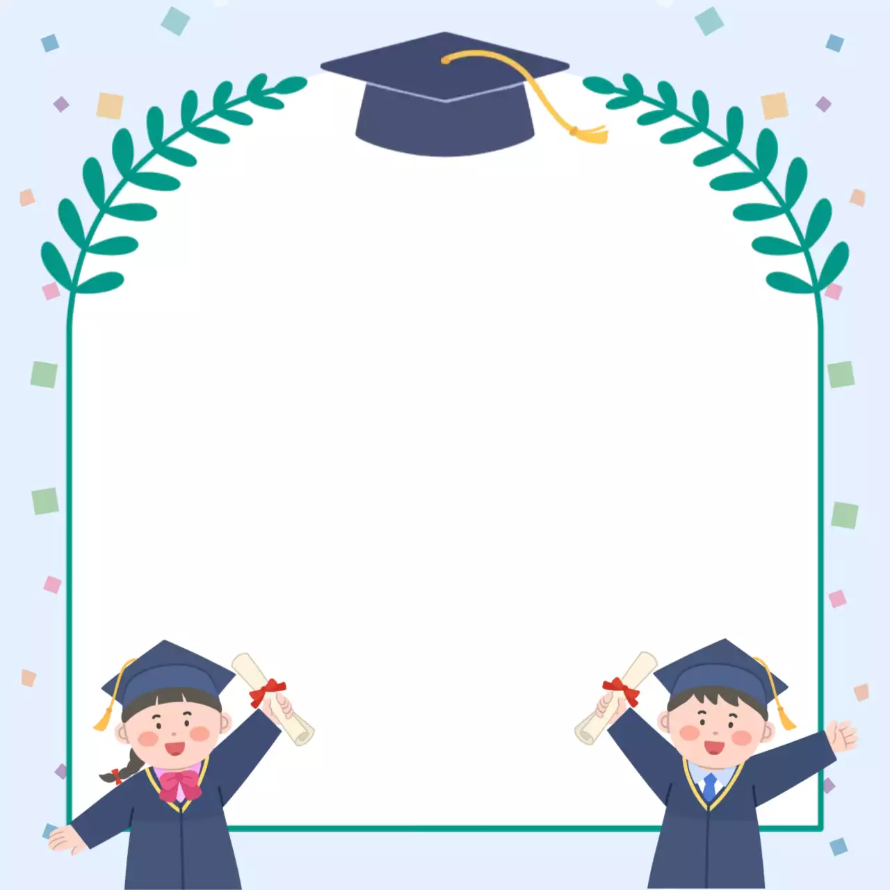 하늘색 아기자기한 졸업 축제
