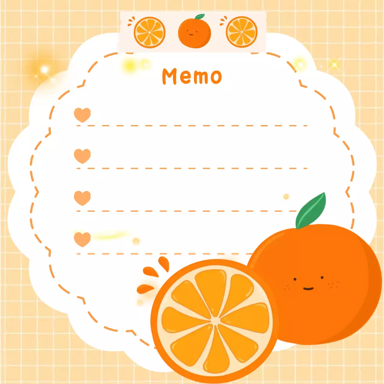 주황색의 아기자기한 과일 플래너