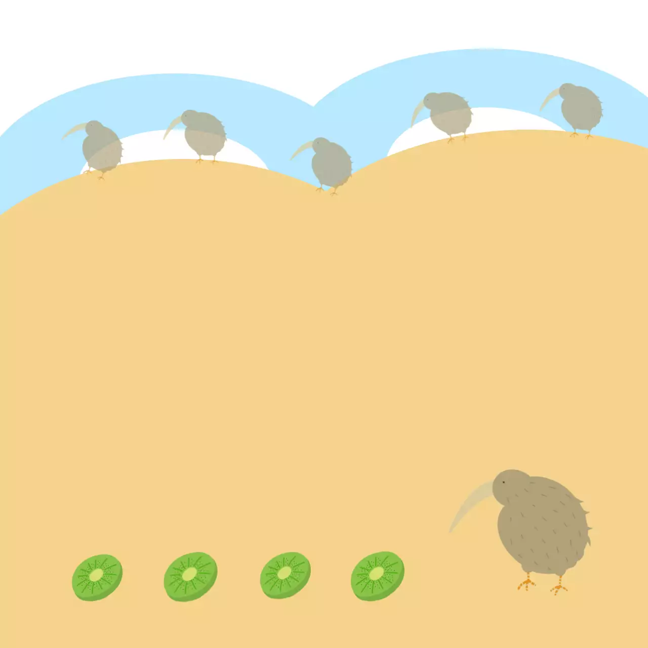 황토색 귀여운 키위새 기록용지