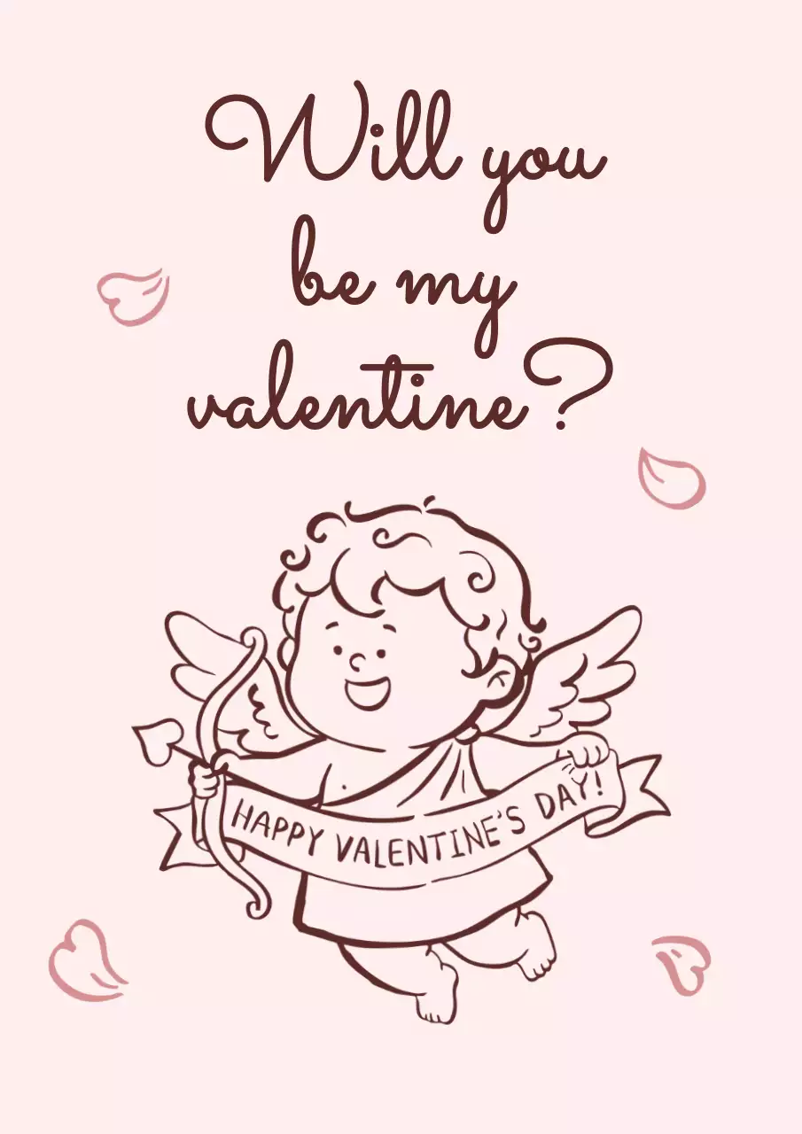 귀여운 큐피드 천사 일러스트 발렌타인데이 사랑 고백 엽서 편지 카드