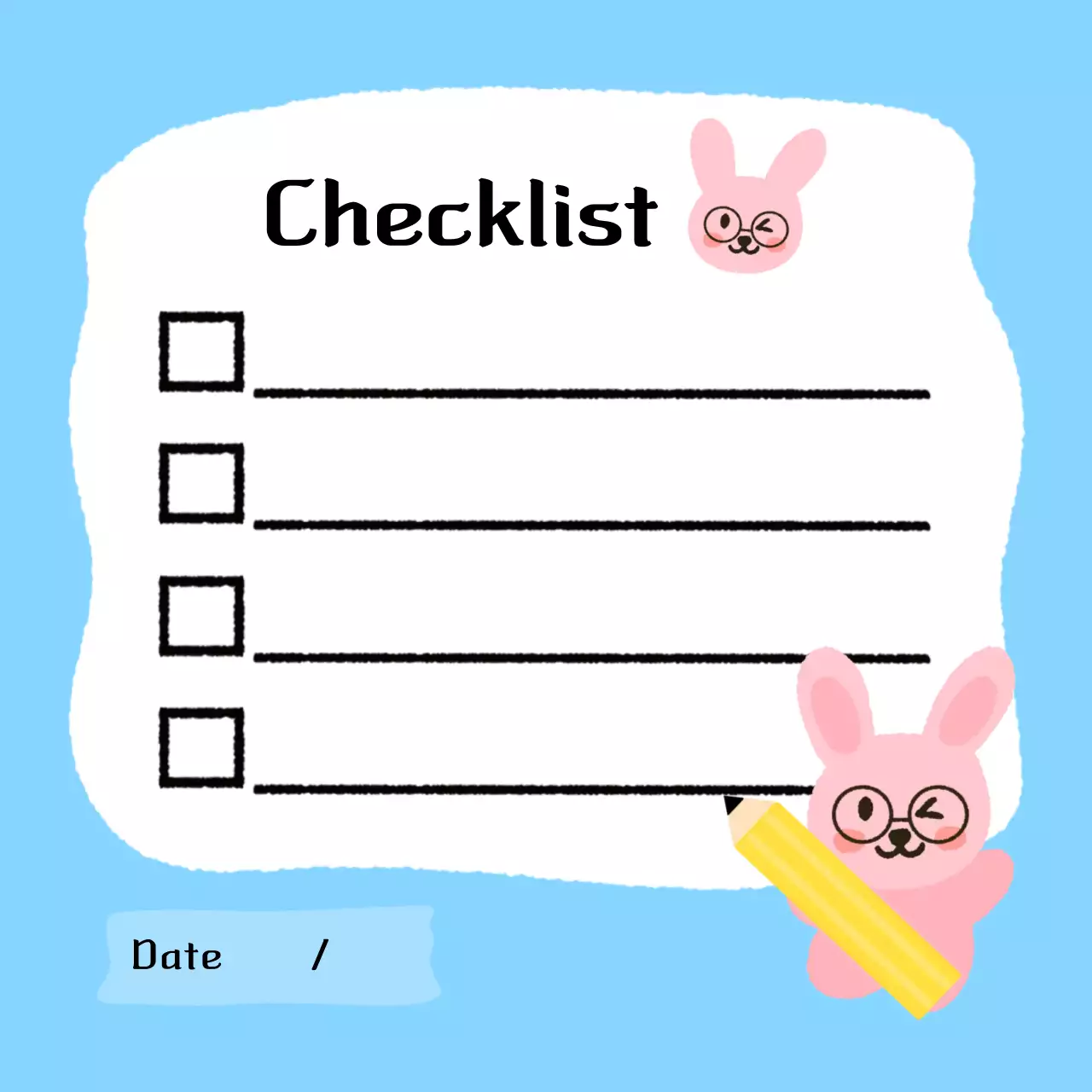 하늘색 아기자기한 체크리스트 메모지