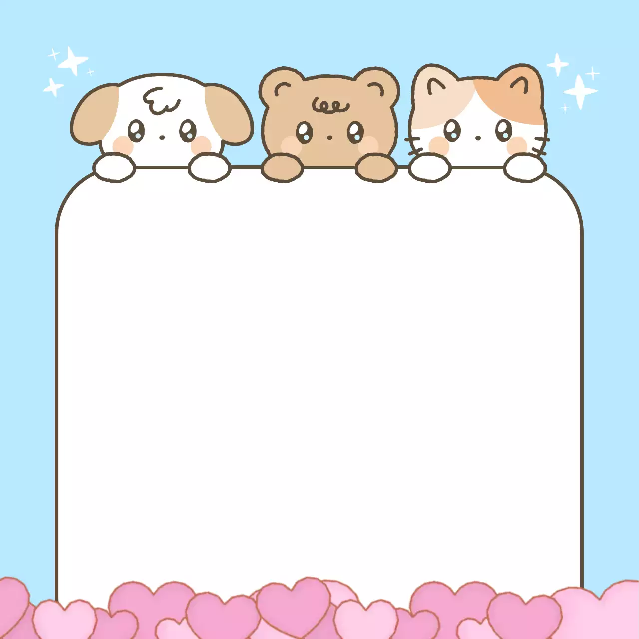 하늘색 아기자기한 캐릭터 메모지