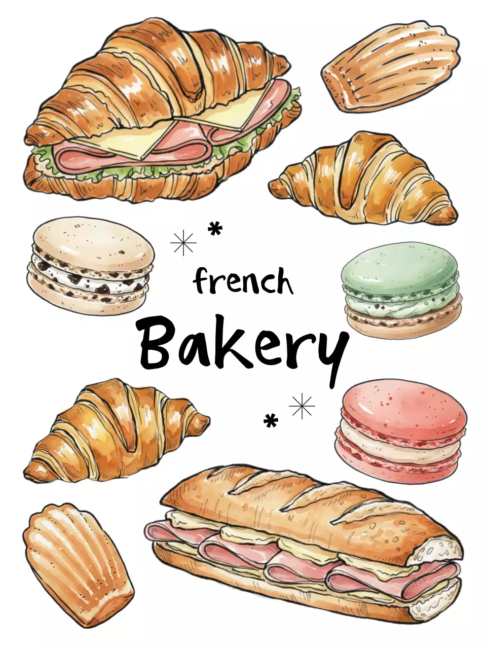 베이지 아기자기한 베이커리 포스터