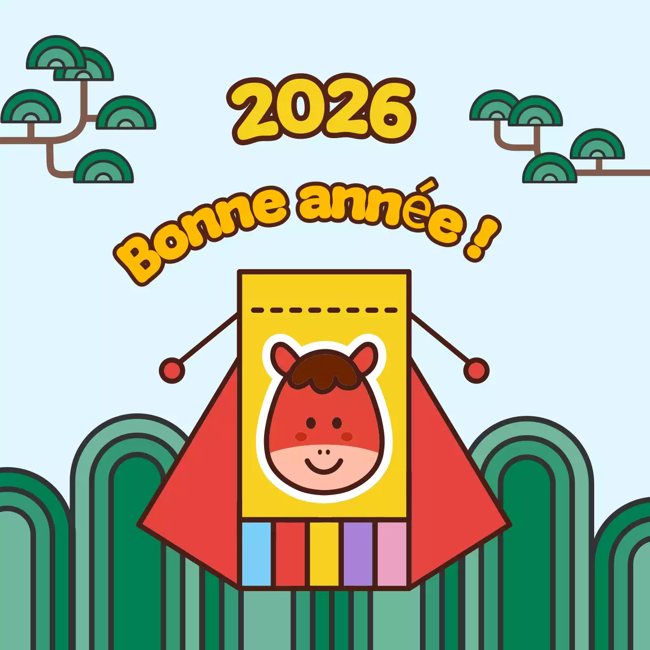 une adorable célébration du Nouvel An bleu ciel