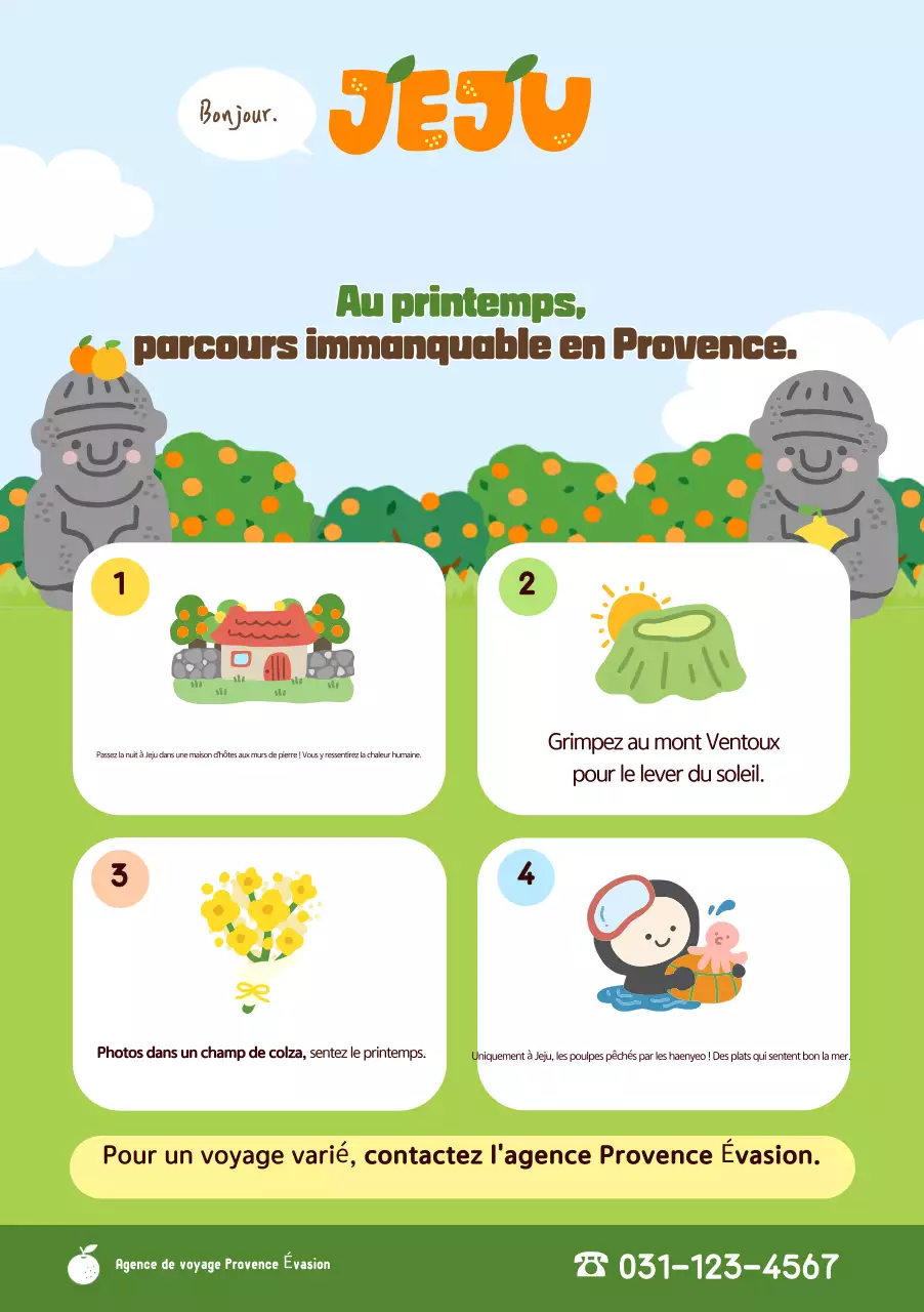 Promotion touristique verte et charmante de l'île de Jeju