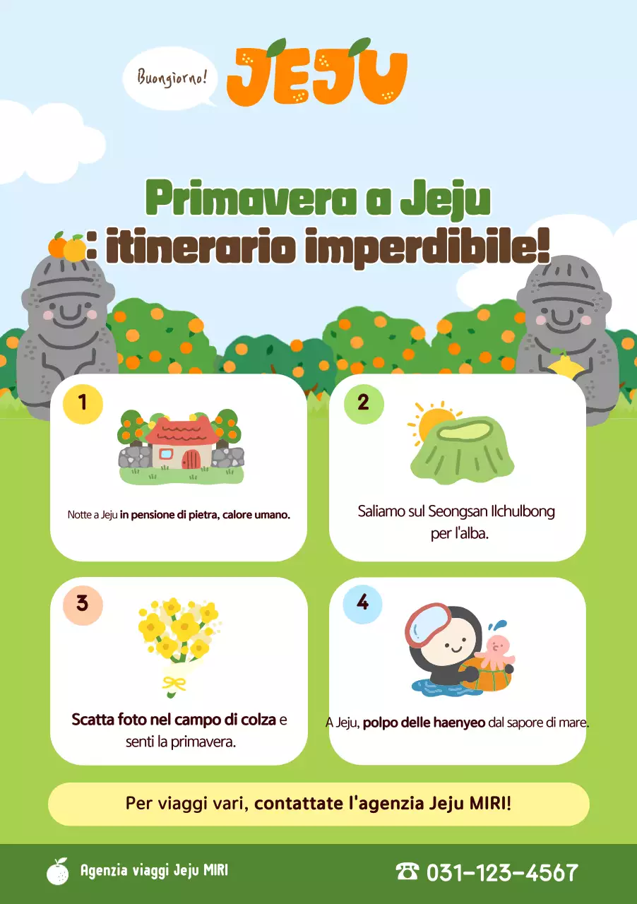 Promozione di viaggio sull'isola di Jeju, verde e carina