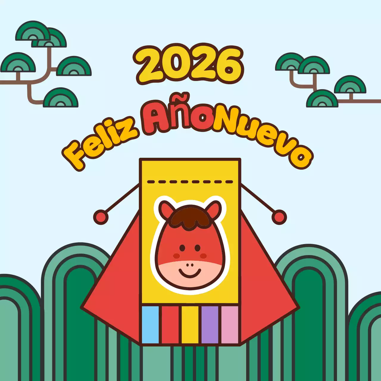 Linda celebración de año nuevo en color azul cielo