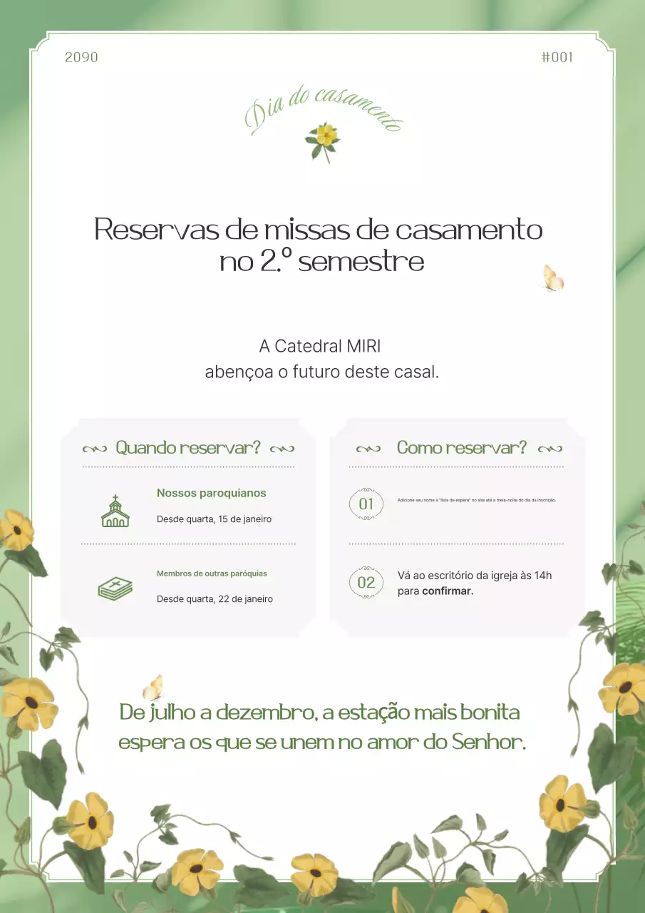Guia para reservar uma missa de casamento luxuosa em Green