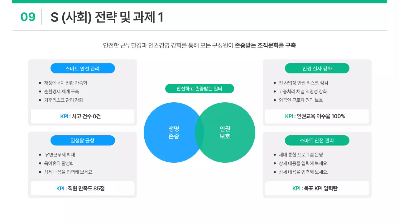 흰색과 초록의 심플한 기업 ESG 기획서