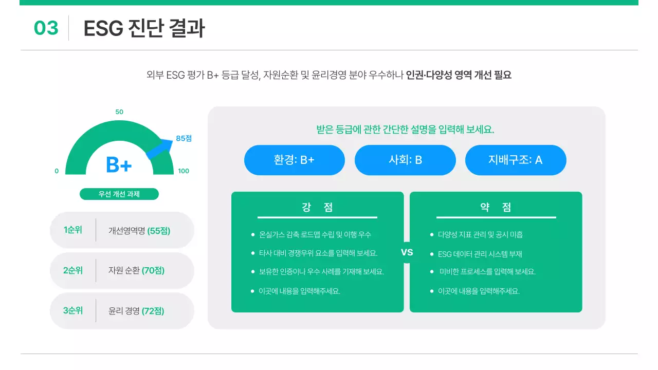 흰색과 초록의 심플한 기업 ESG 기획서