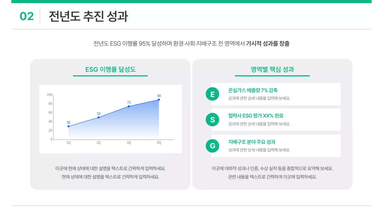 흰색과 초록의 심플한 기업 ESG 기획서