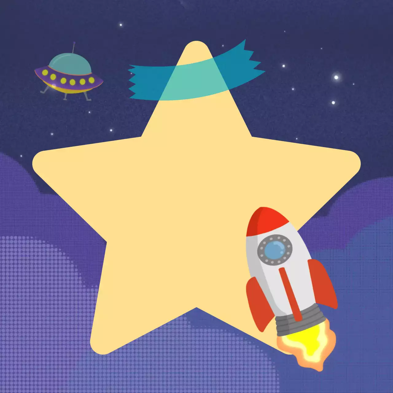 남색 SF 우주 포토프레임