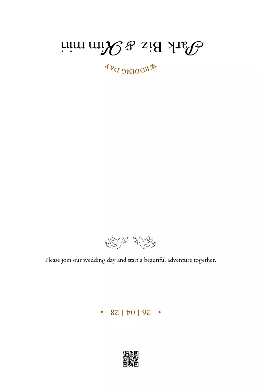 흰색 심플 결혼 초대장