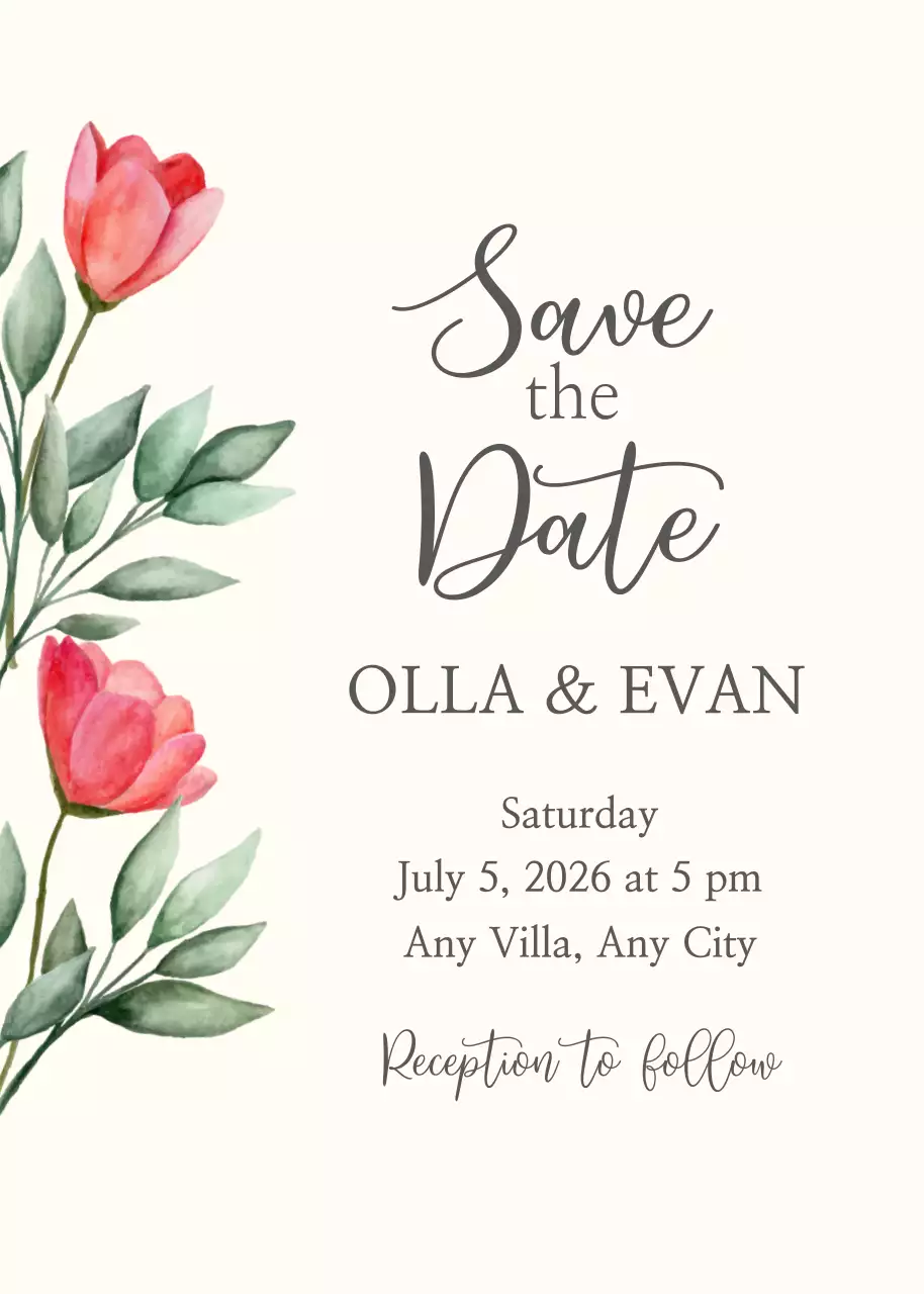 Pink Flower Save the Date