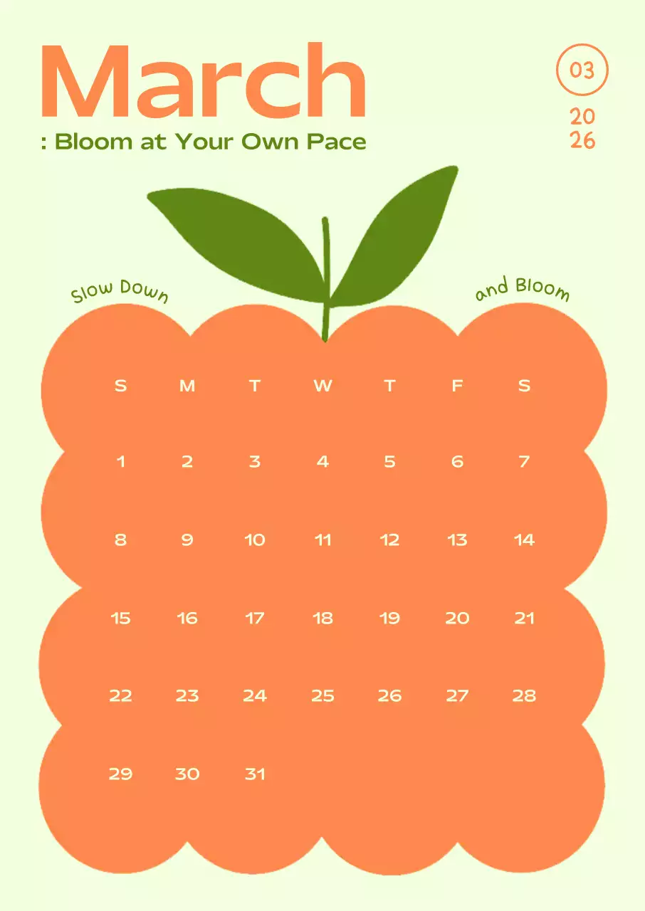 연두 미니멀 3월 달력 안내