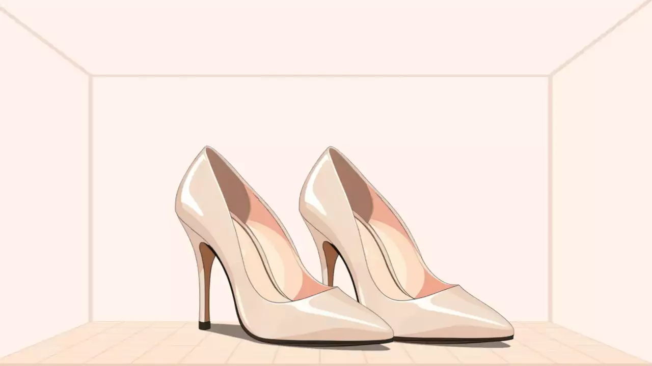 깔끔한 신발 광고의 배경은 크림색입니다