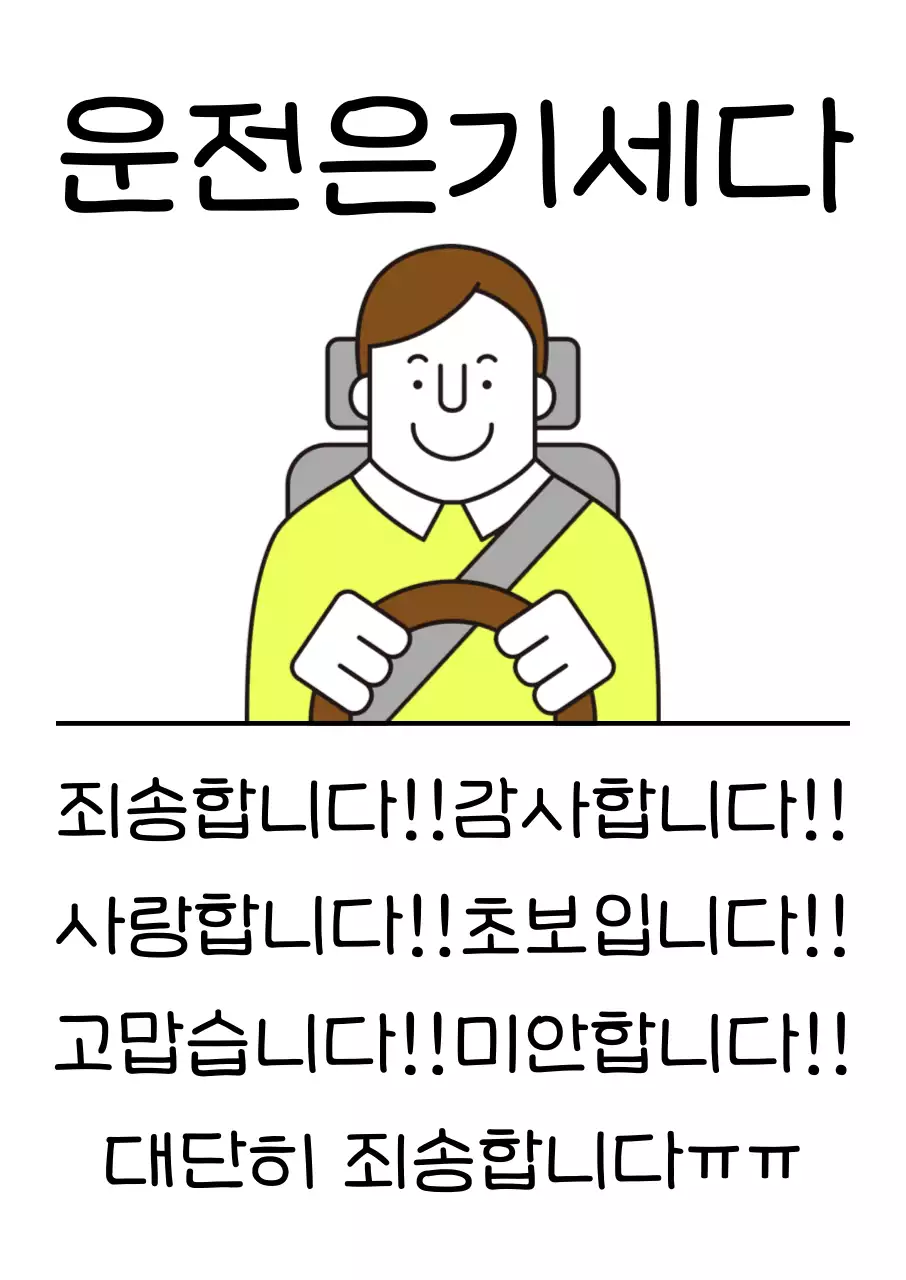 심플 타이포 초보운전 안내