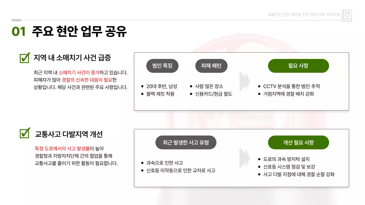 초록 깔끔 경찰 내부 교육자료 안내