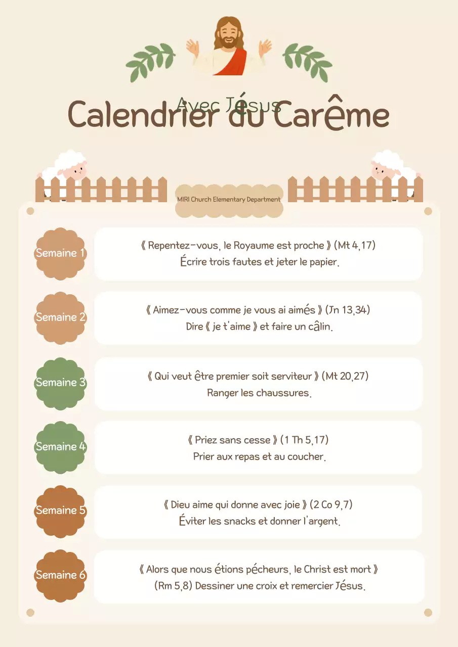 Guide du calendrier chrétien simple beige