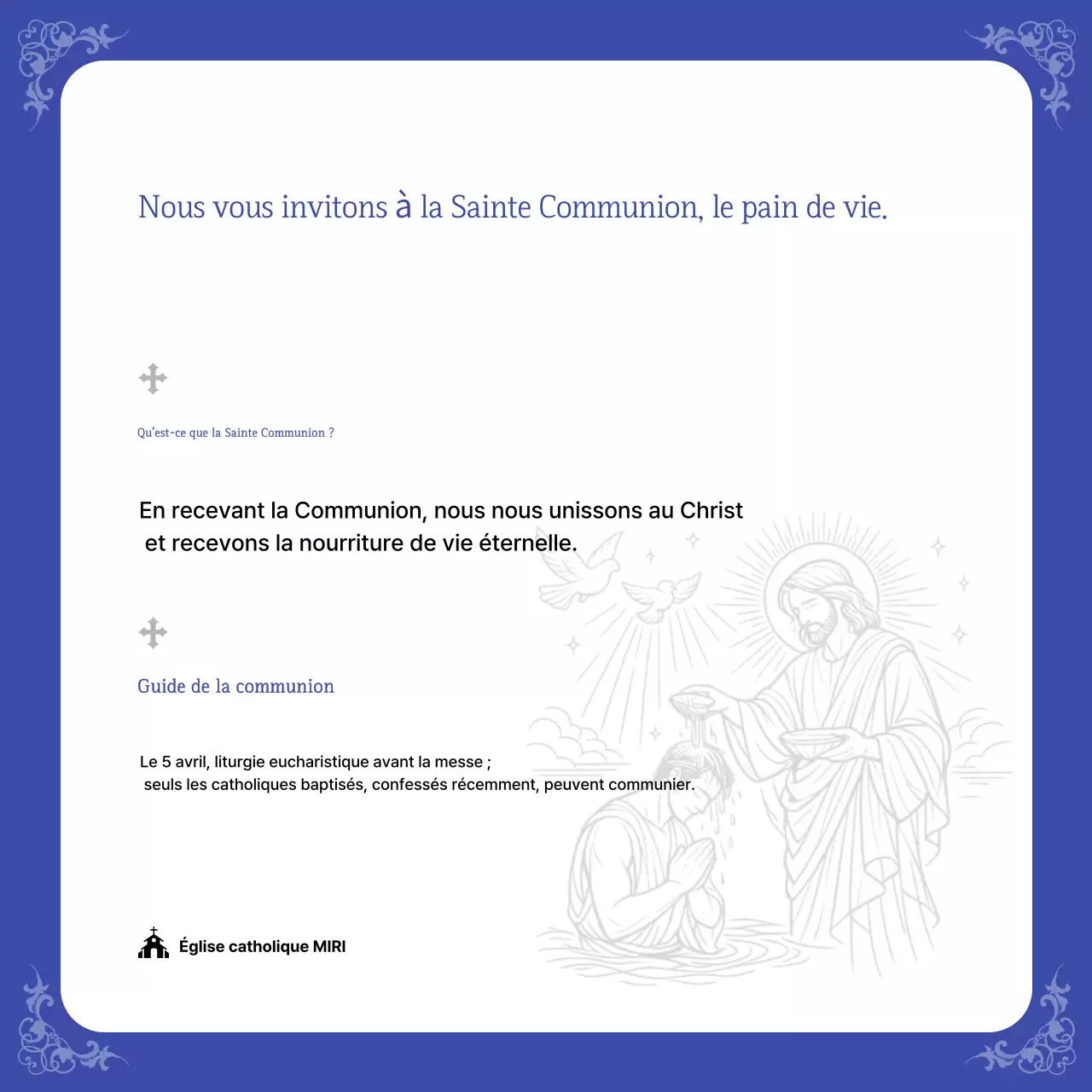 Guide eucharistique classique bleu