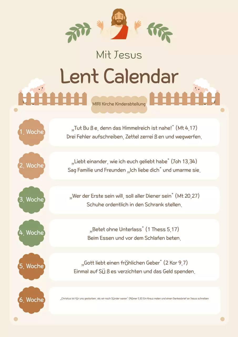 Beige Einfacher christlicher Kalenderführer