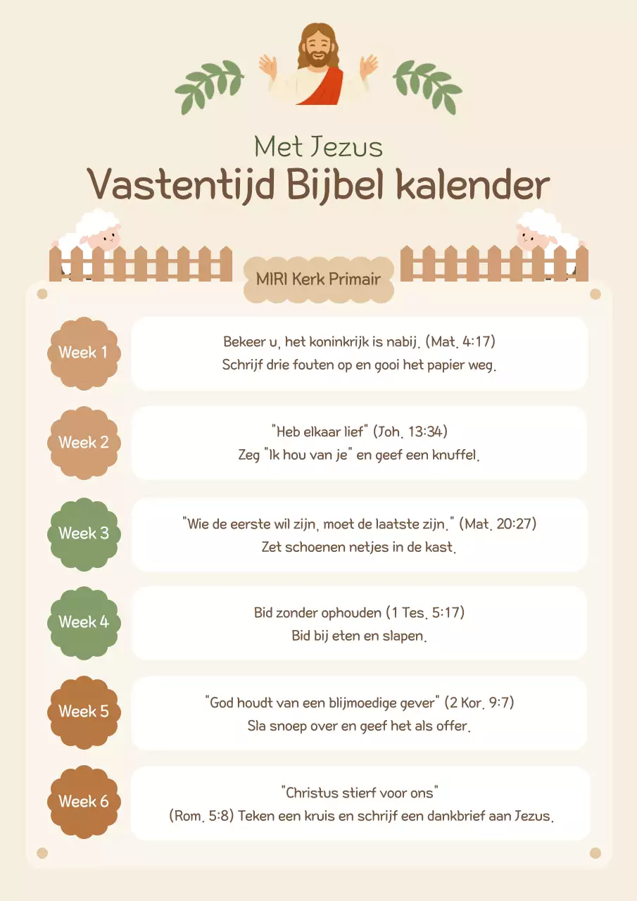 Beige Eenvoudige Christelijke Kalender Gids