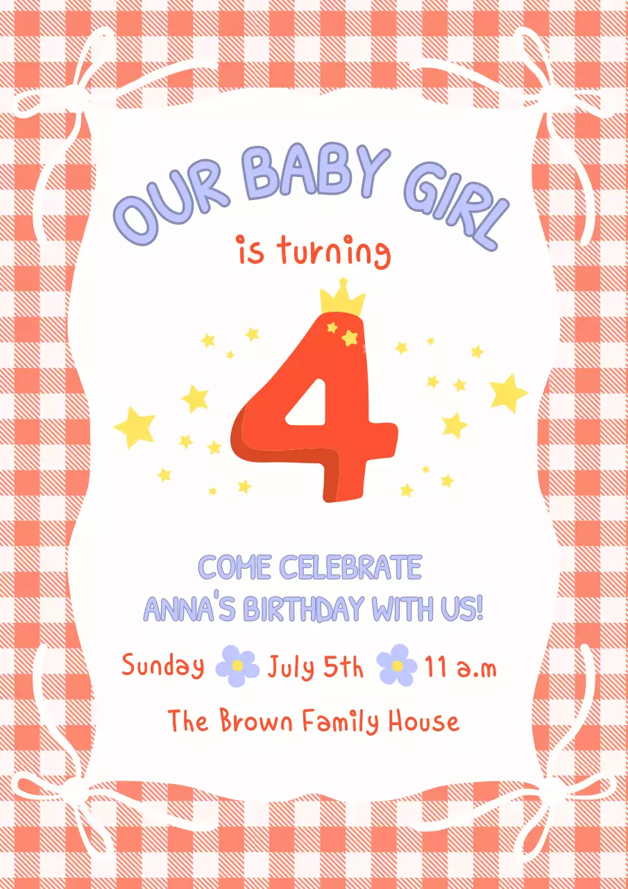 Red gingham pattern birthday card