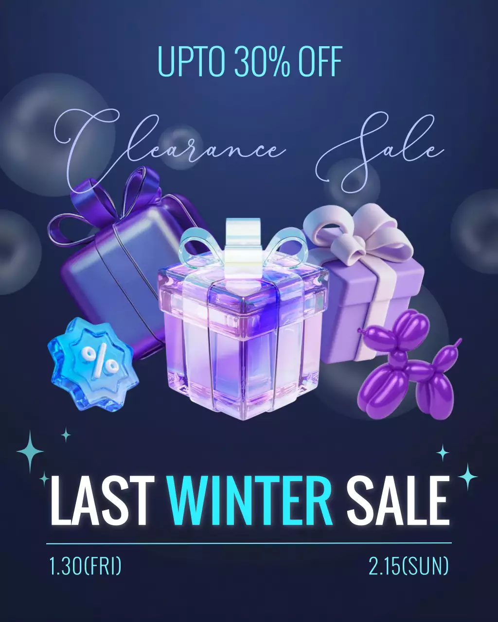 하늘색 모던 겨울 세일 프로모션