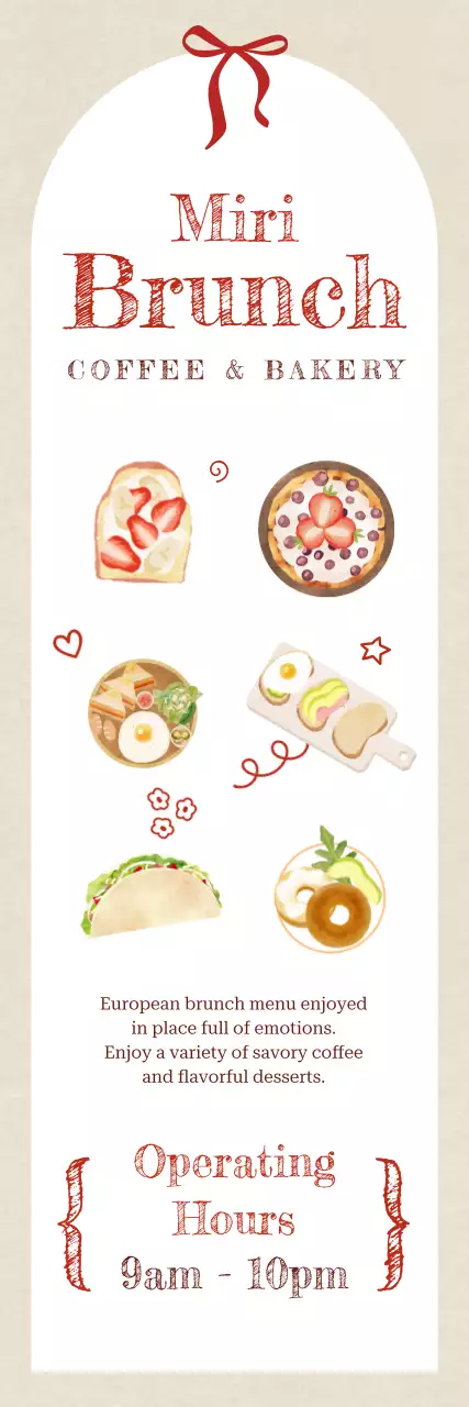 빨강 아기자기한 브런치 메뉴판