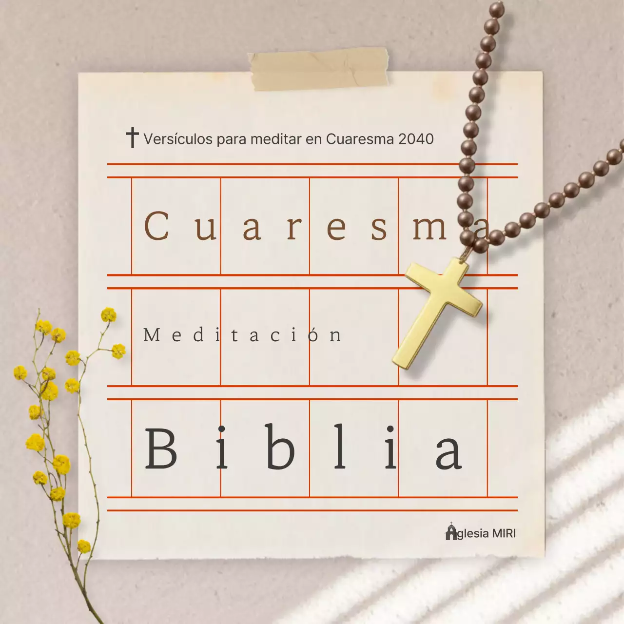 Guía de versículos bíblicos para la meditación cuaresmal en beige limpio